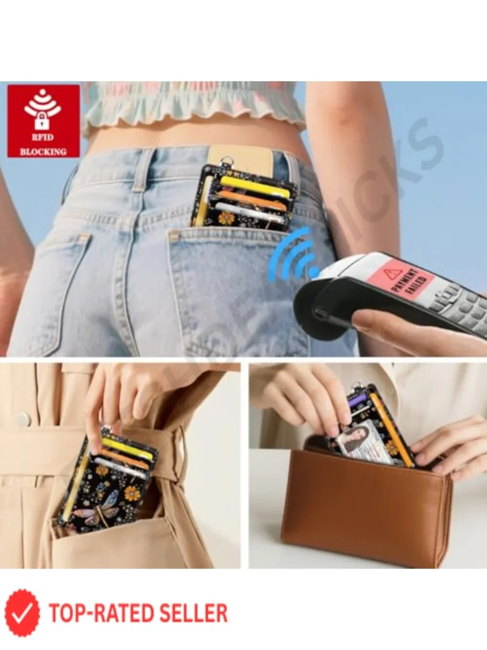 Slim RFID Blocking Credit Card Holder Wallet Faux Leather Card Case